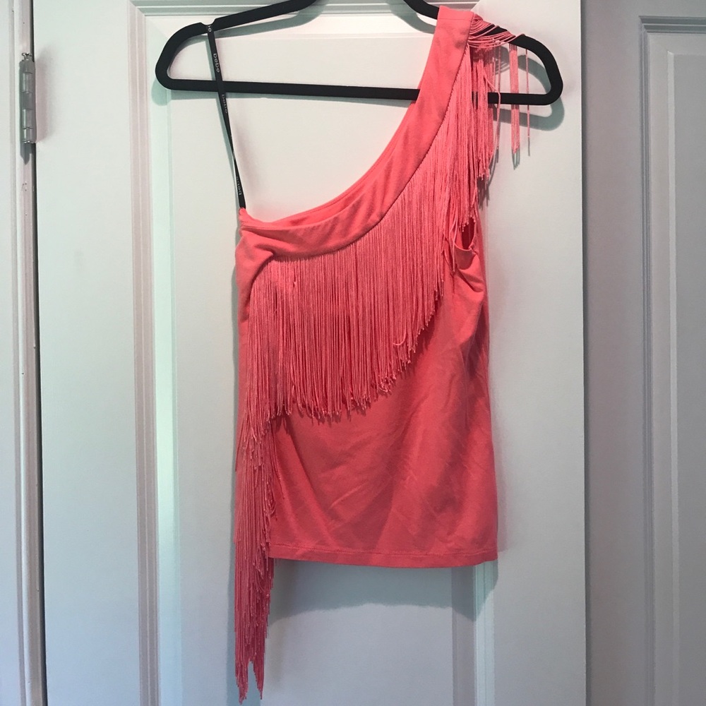 One shoulder fringe top