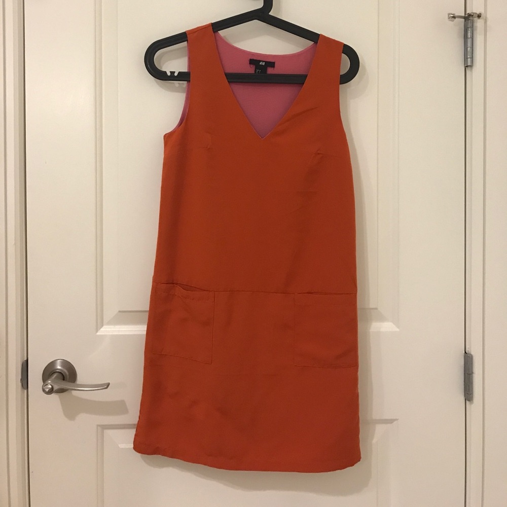 HM orange sheath dress with pockets