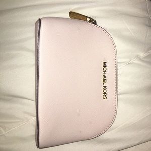 michael kors leather travel pouch in light pink