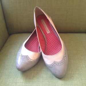 Cute blue/white Oxford kitten heels