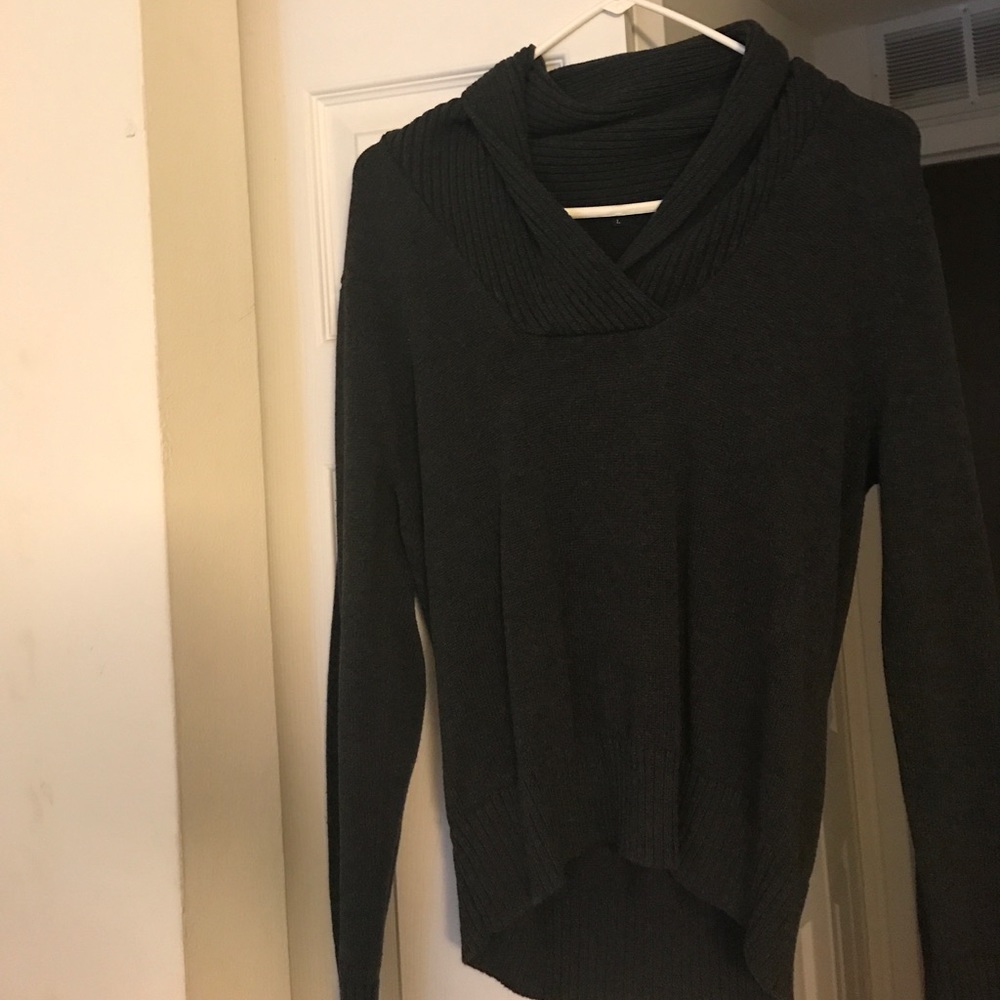 Grey wrap neck sweater