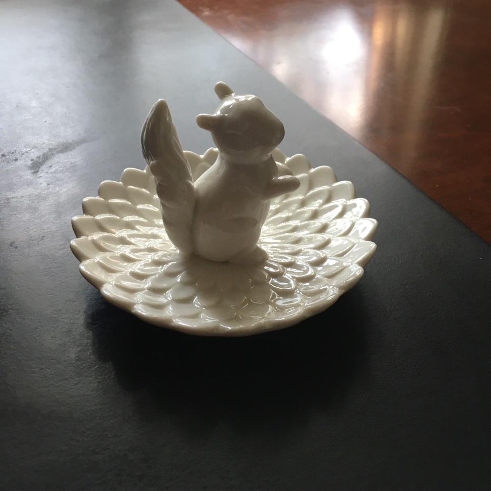 Cute White Glass Jewelry Tray