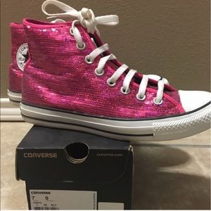 Hot pink sequin converse chucks