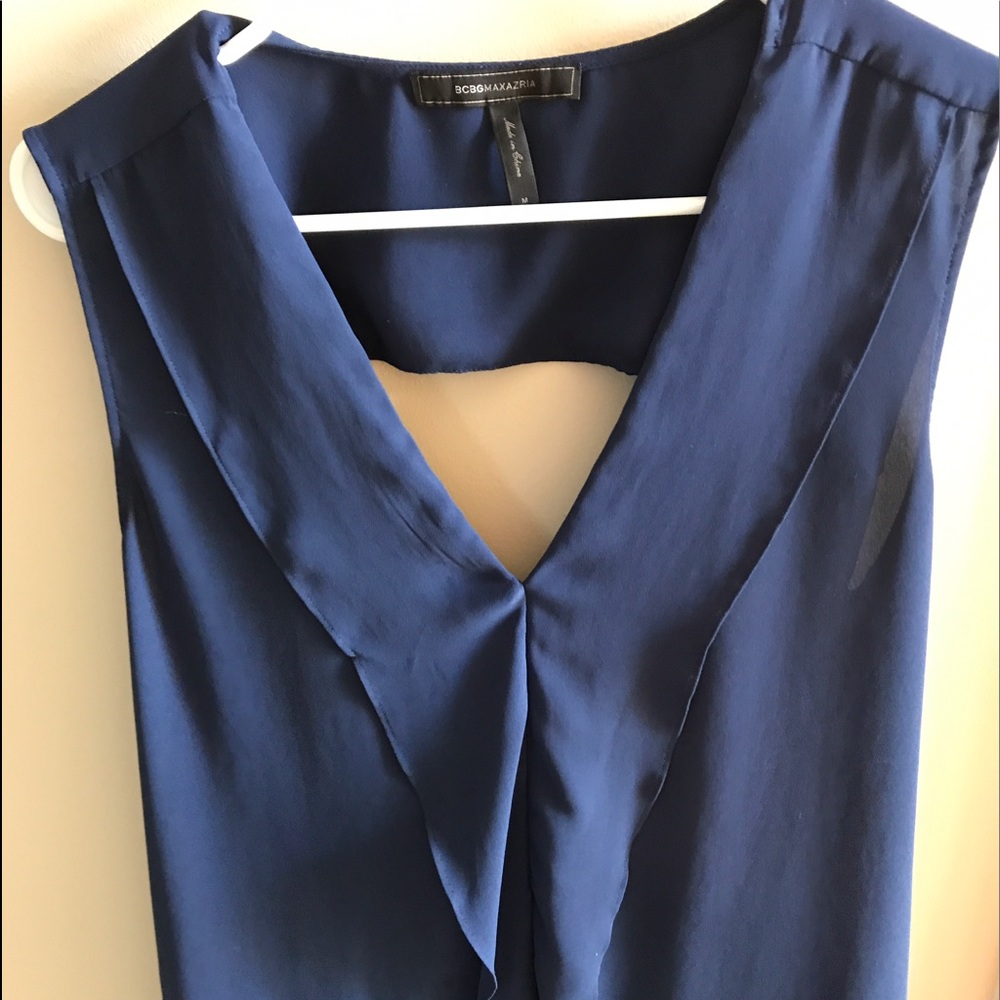 Bcbg navy open back top