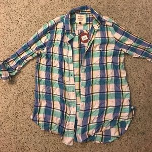 Green, Blue, (some pink and yellow) plaid shirt