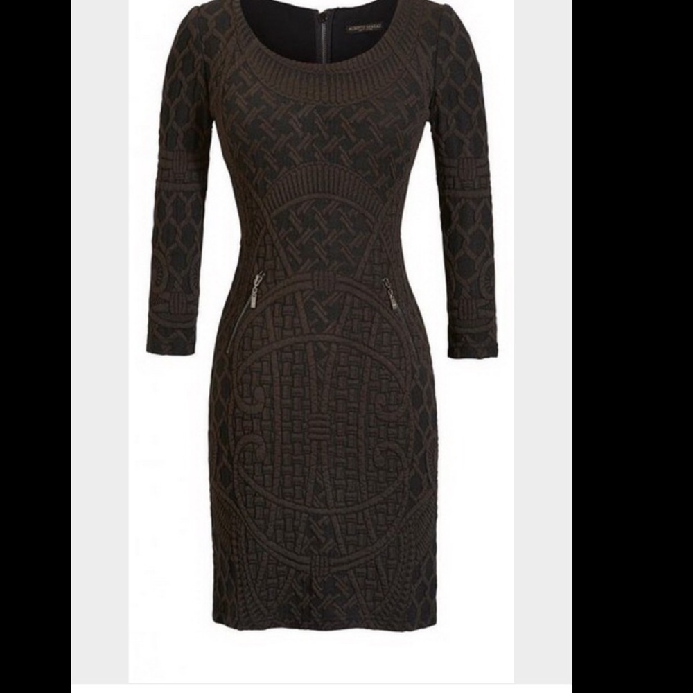 Alberto Makali black Abstract Design Zipper Dress