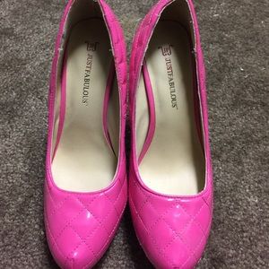 New!! JustFab Glossy Heels in Pink