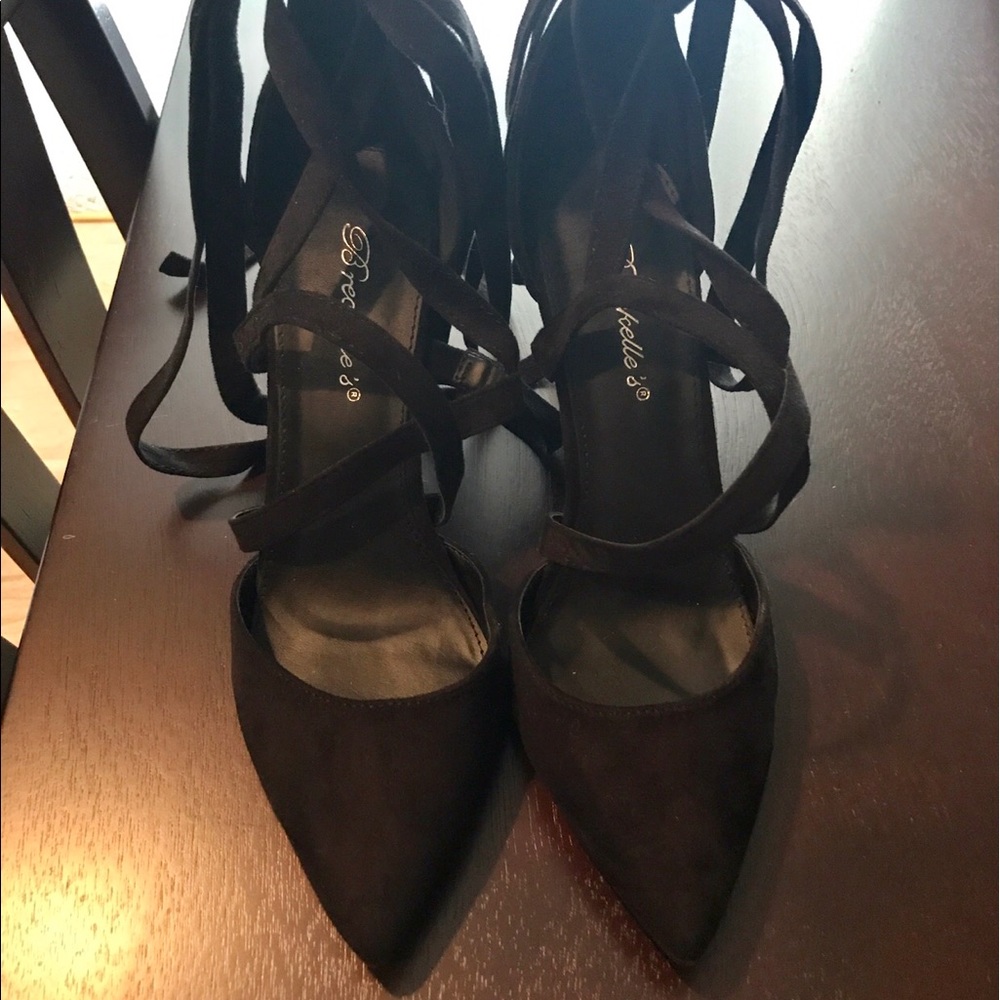 Suede Ballerina Heels (black)