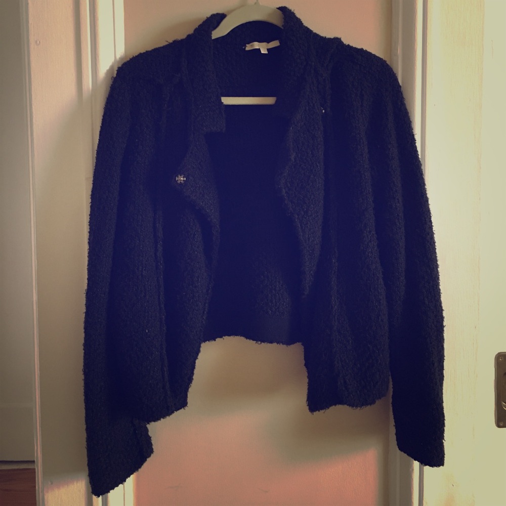 Chic Maje draped black knit cardigan