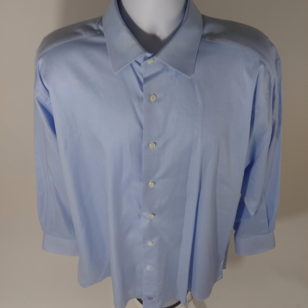 DAVID DONAHUE Men's Houndstooth Sky Blue Shirt