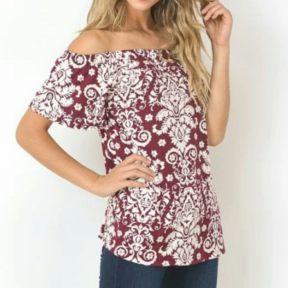 Off-shoulder paisley blouse