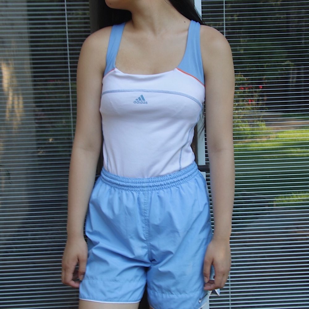 Vintage Adidas Y-back Tank (White, Blue, Orange)
