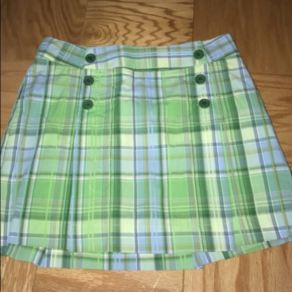 green plaid small mini skirt