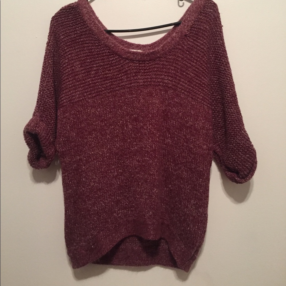 3/4 length sleeves dark purple shirt