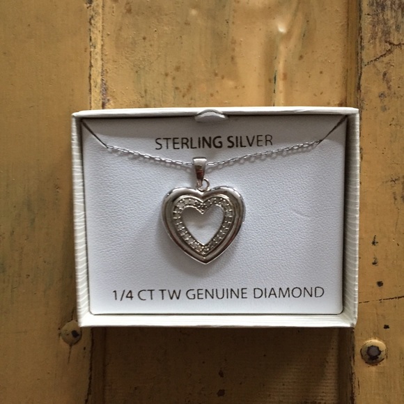 NIB STERLING SILVER 1/4 CARAT DIAMOND NECKLACE