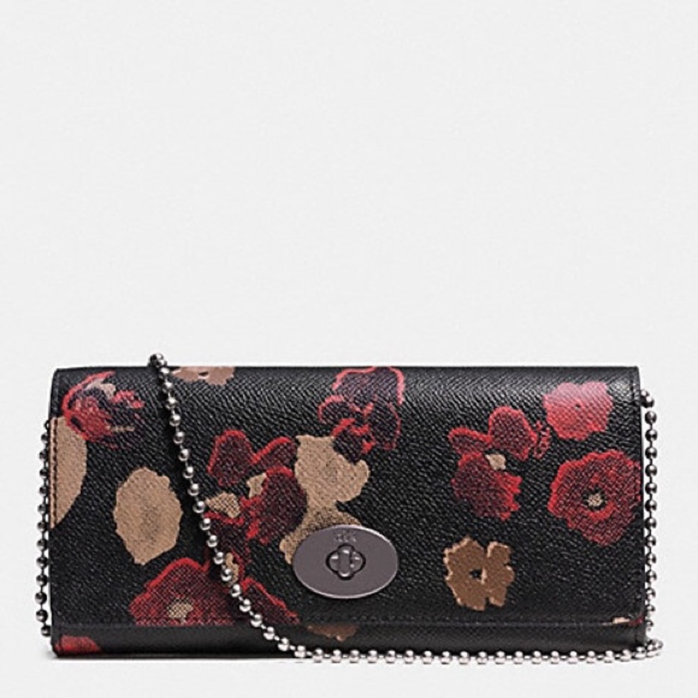 Coach floral wallet chain
