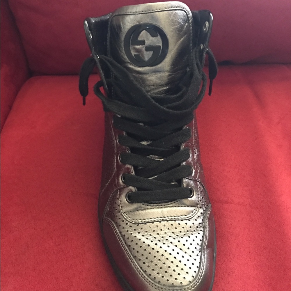 Men's Gucci metallic gray sneakers size 7 - Picture 3 of 6