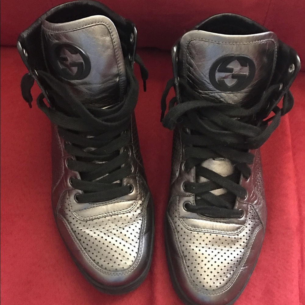 Men's Gucci metallic gray sneakers size 7 - Picture 4 of 6