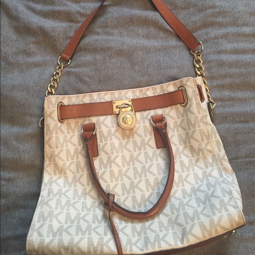 Authentic Hamilton logo lock and key large purse