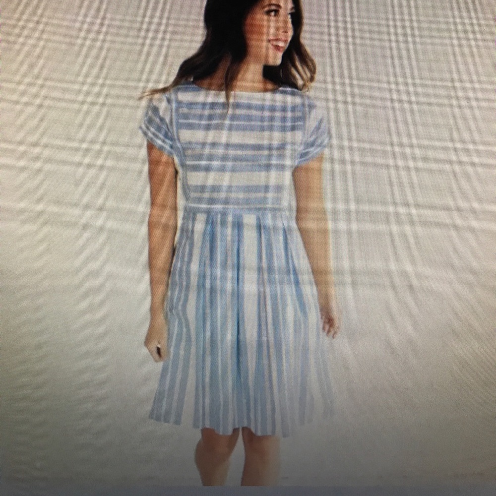 Blue & off white stripe dress