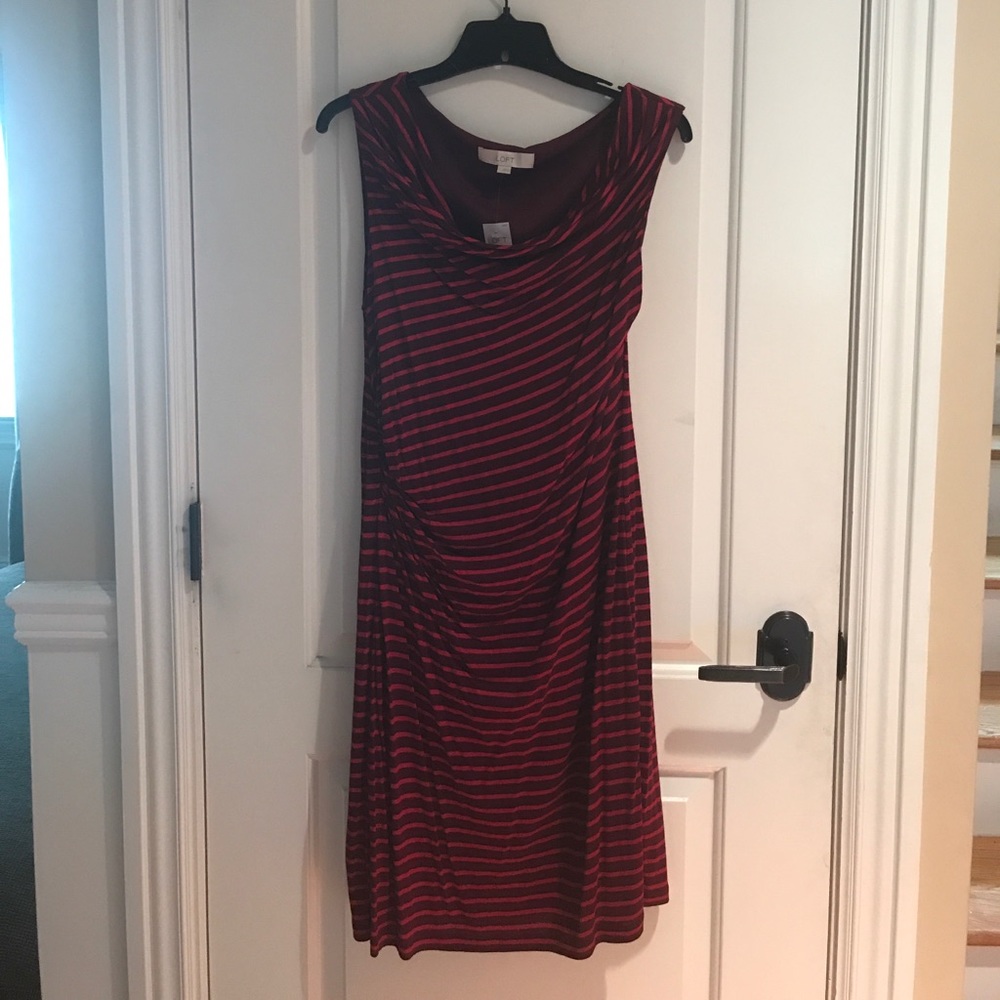 Red and black stripped dress from the loft