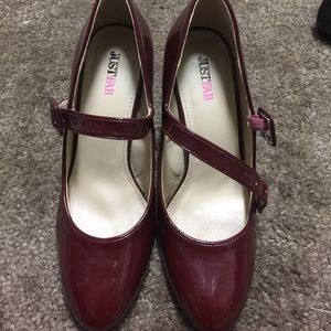 New!! JustFab Henrietta Heels Glossy Maroon