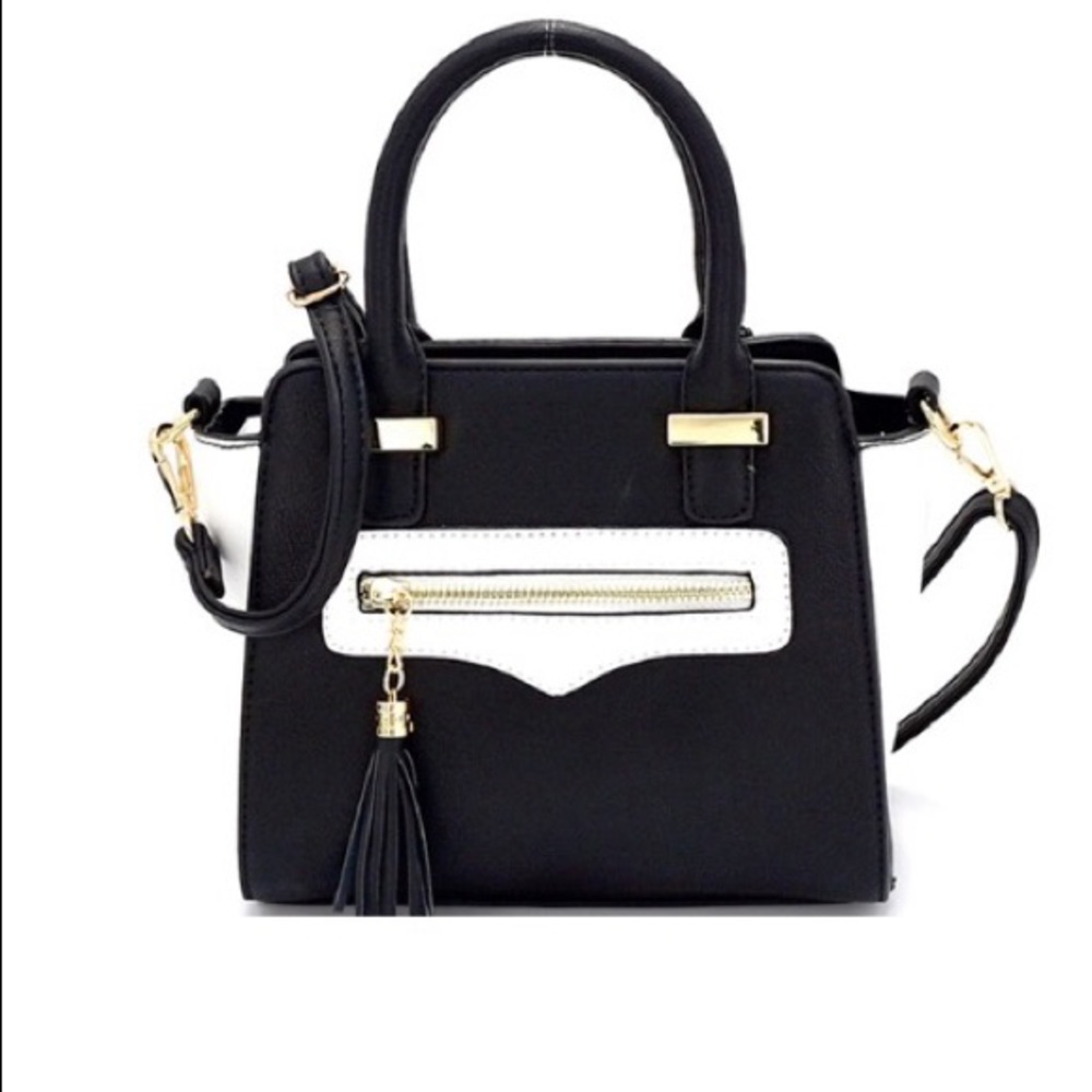 Mini bag black with white sides