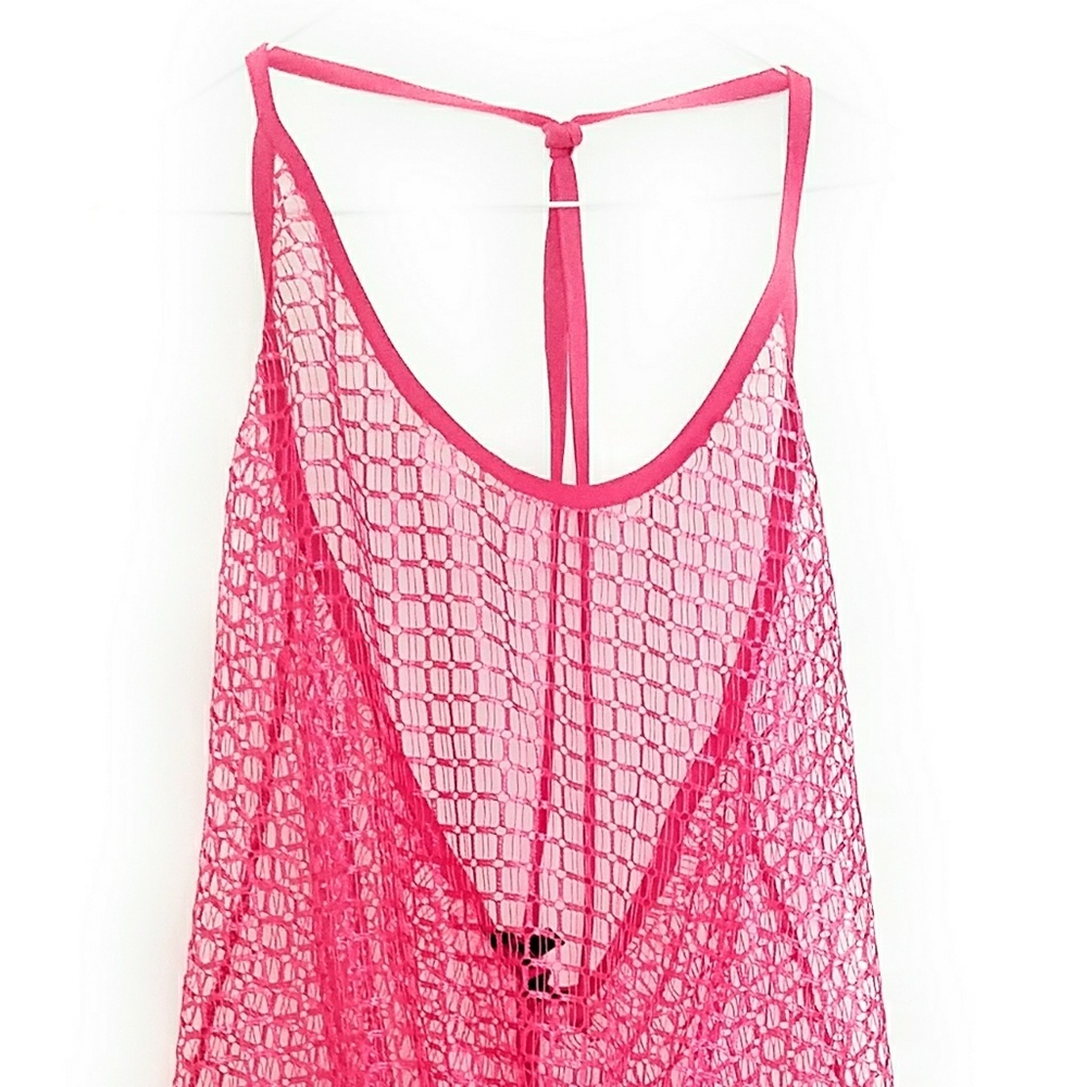 Patty Murillo Shinny Fuchsia Pink Net Blouse Top