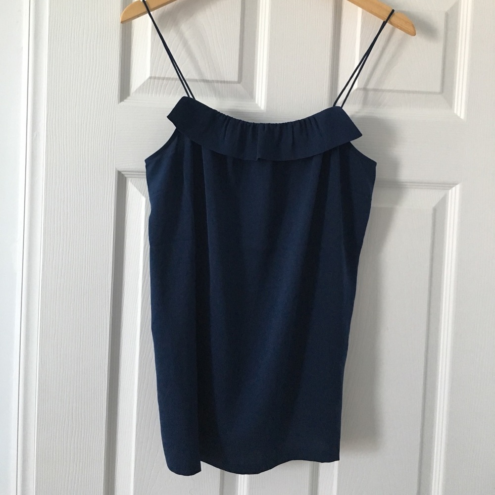 JCrew Ruffle Tank (Navy Blue)