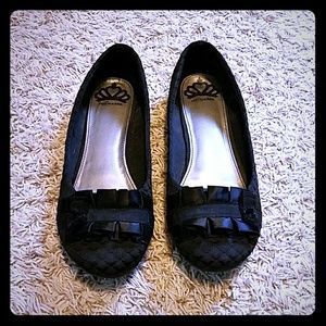 Black flats with ruffles
