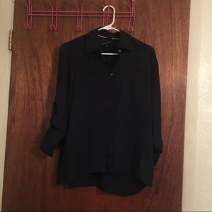 Cynthia Rowley navy sheer billowy top