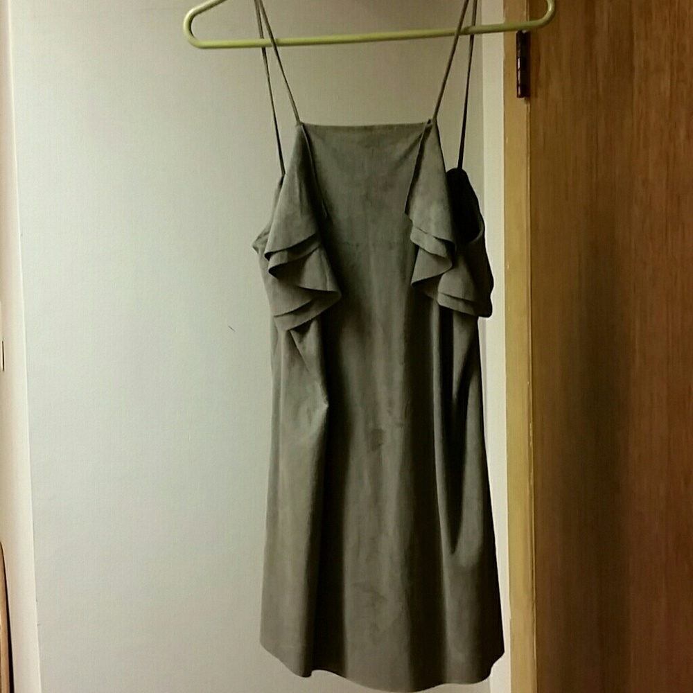 ZARA GREY suede RUFFLE TOP