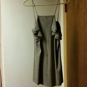 ZARA GREY suede RUFFLE TOP