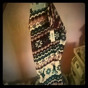 A pair of reindeer print leggings