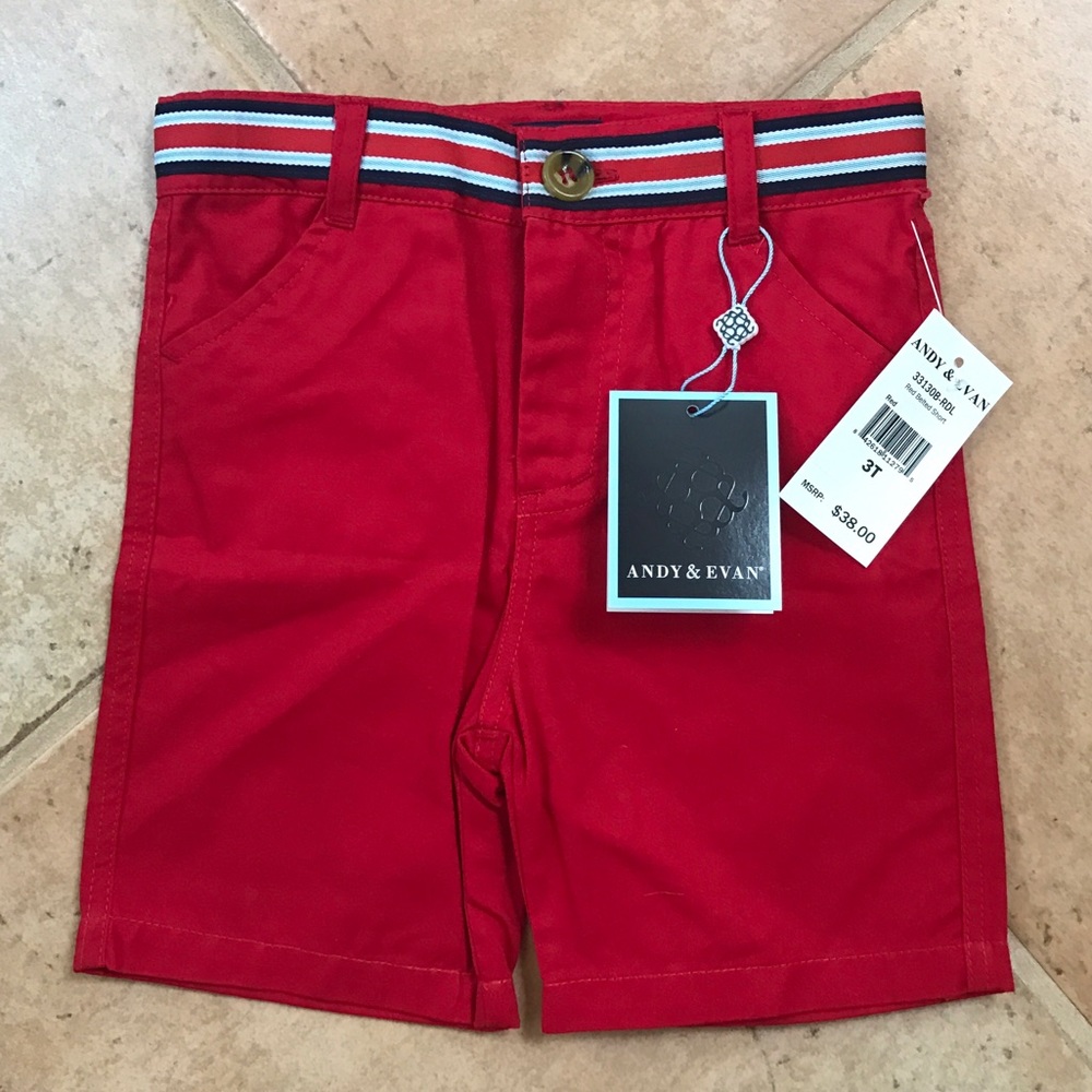 Andy & Evan Red "Belted" Twill Short