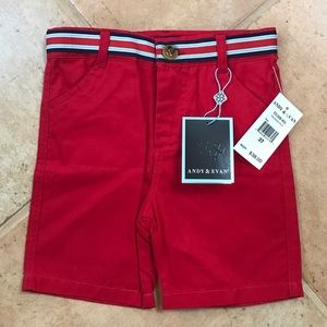 Andy & Evan Red "Belted" Twill Short