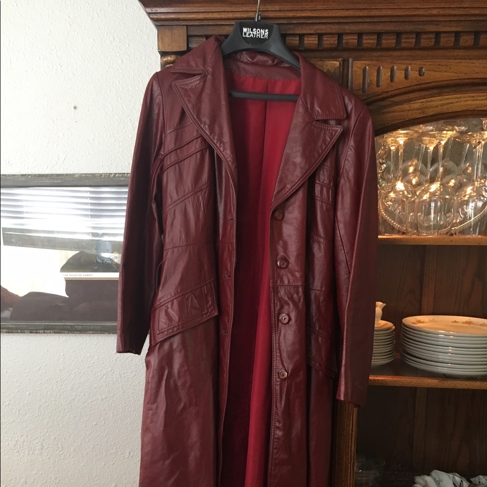 Red Leather Trench Coat