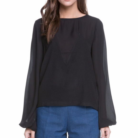 FLASH SALE!! Sheer Long Sleeve Evening Top - Picture 2 of 4