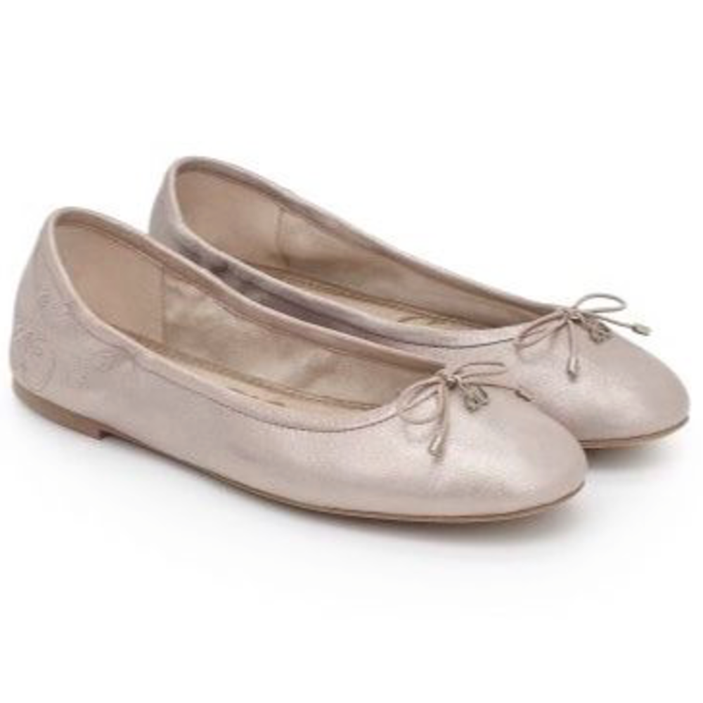 SAM EDELMAN Pink Gold Leather Ballet Flats