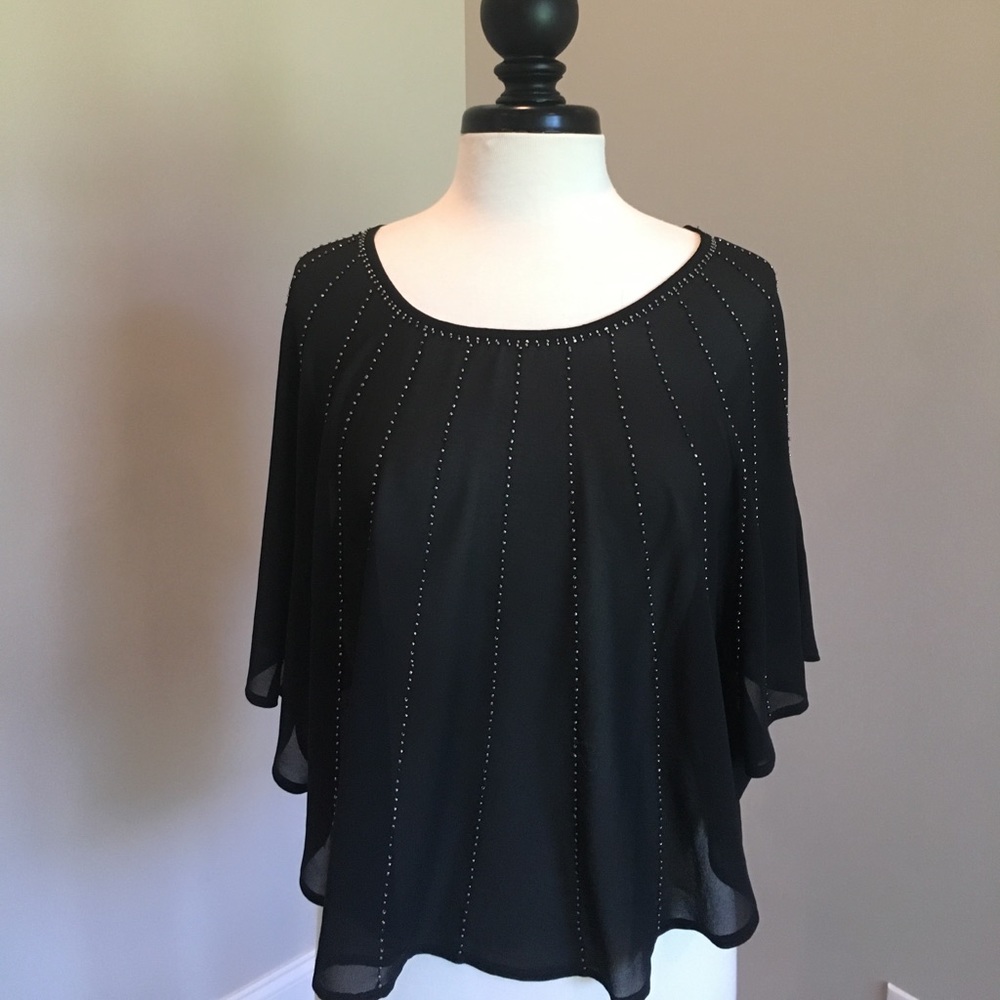 Pepper beaded batwing top by Black