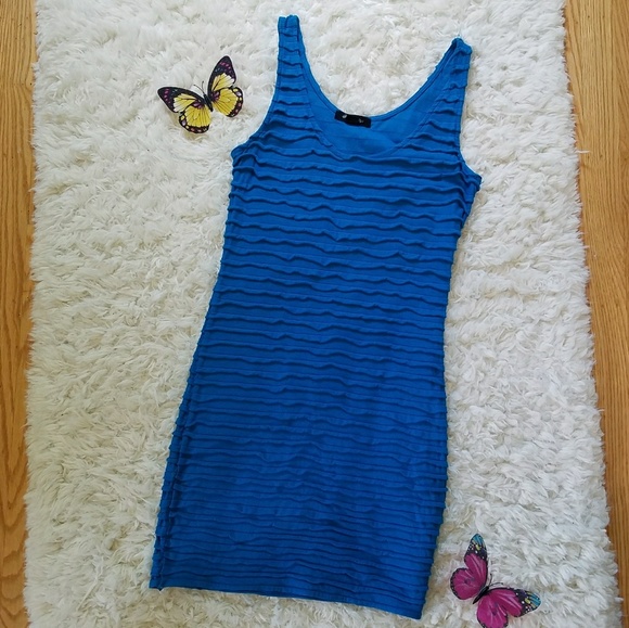 Forever 21 Dresses Blue Ruffled Bodycon Dress Poshmark