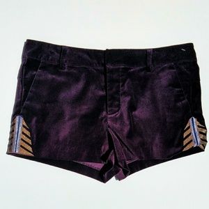 ZADIG & VOLTAIRE Purple Velvet Embroidered SHORTS