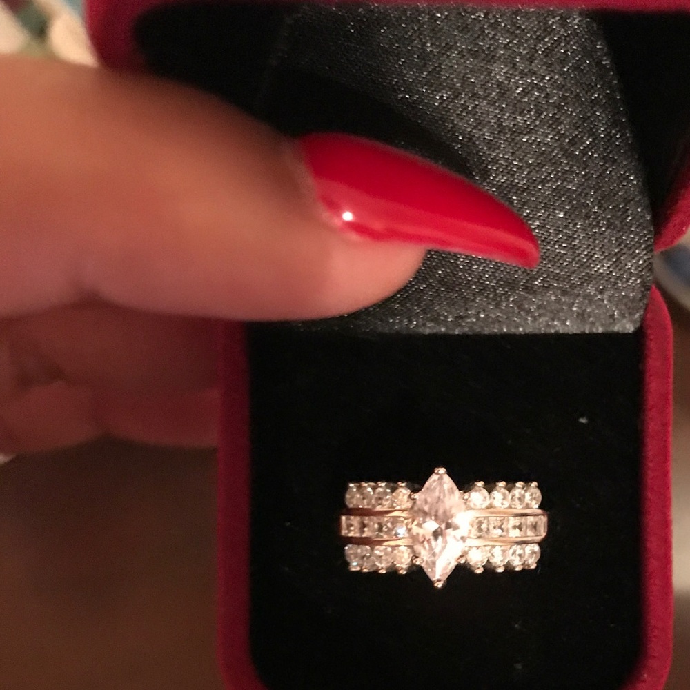 Sterling silver lab created diamond ring