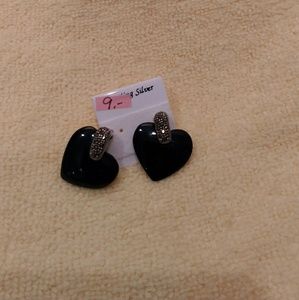 5 for $25 Black Heart Earrings