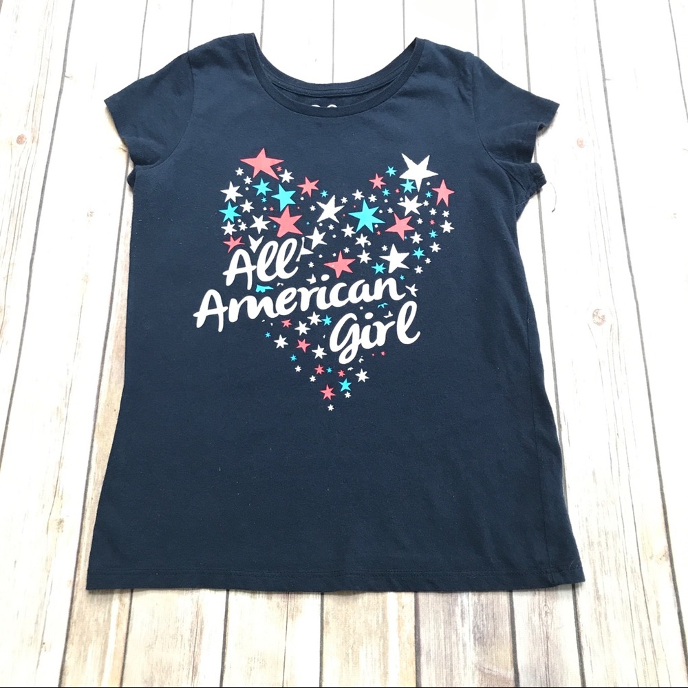 "All American Girl" T-Shirt, Navy Blue, Size L