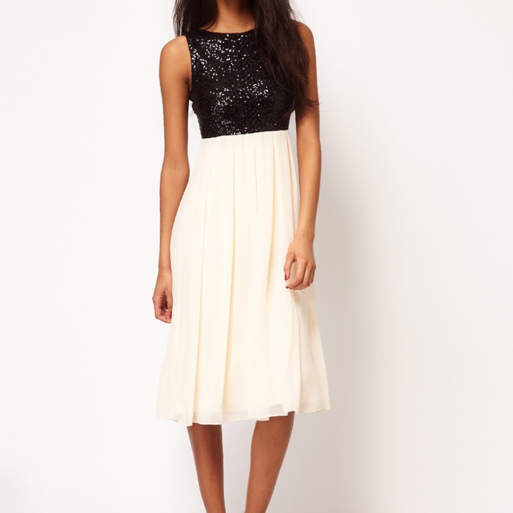 TFNC London midi dress - black sequin bodice XS