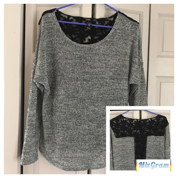 Windsor Sweaters - Windsor gray sweater with flower lace back