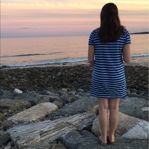 J crew Blue and shirt striped t shirt dress