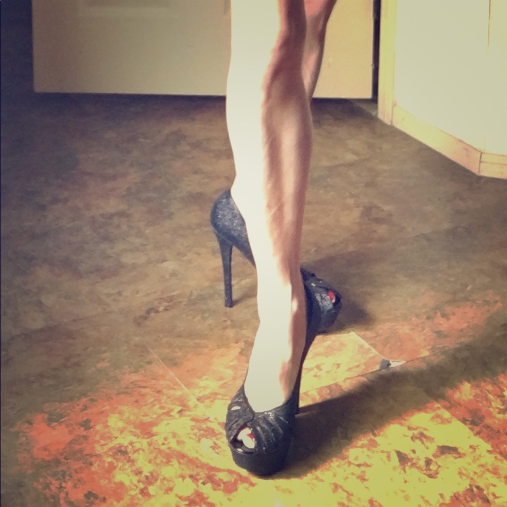 Black glittery Betsey Johnson platform heels