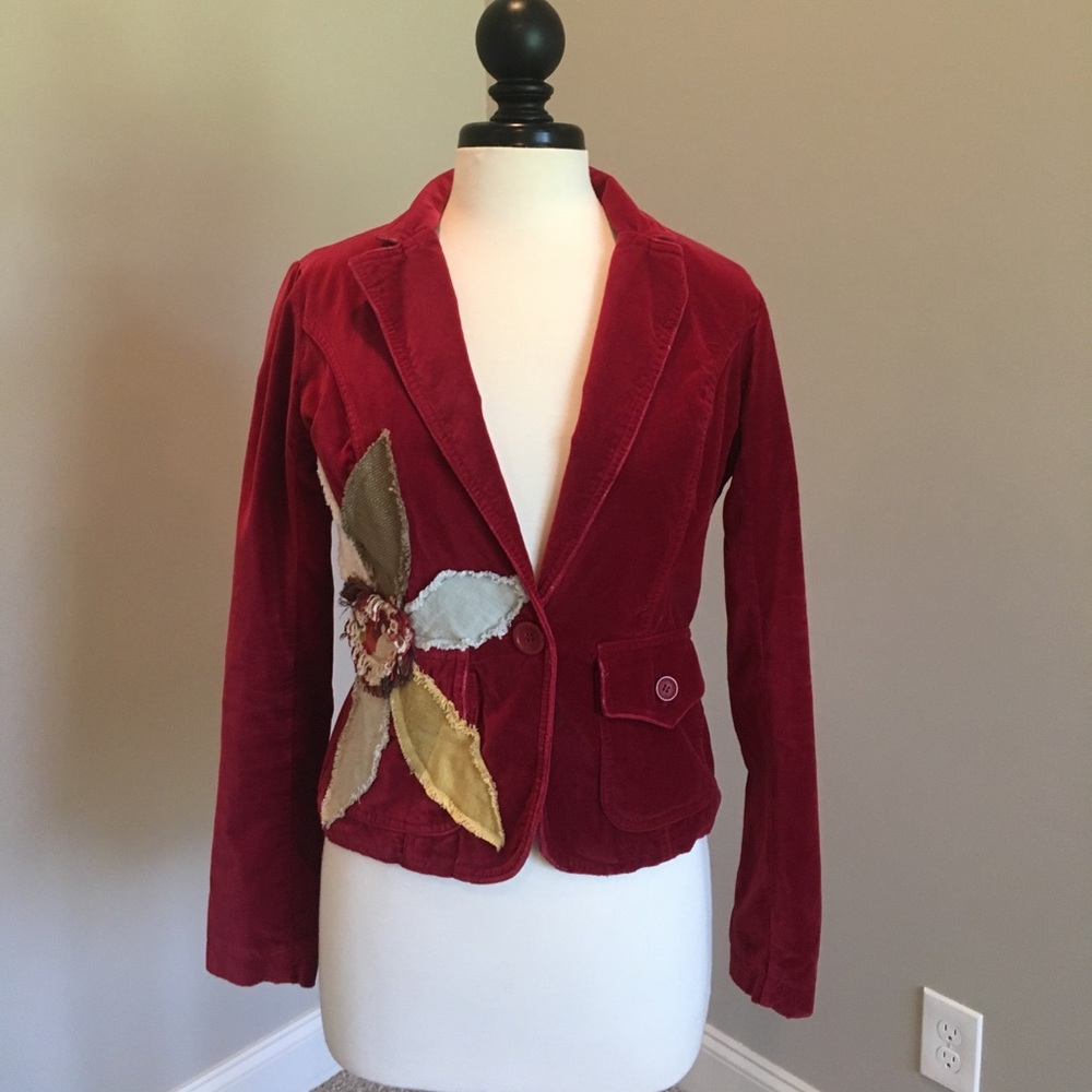 Original red velvet blazer by Lost Petal linens